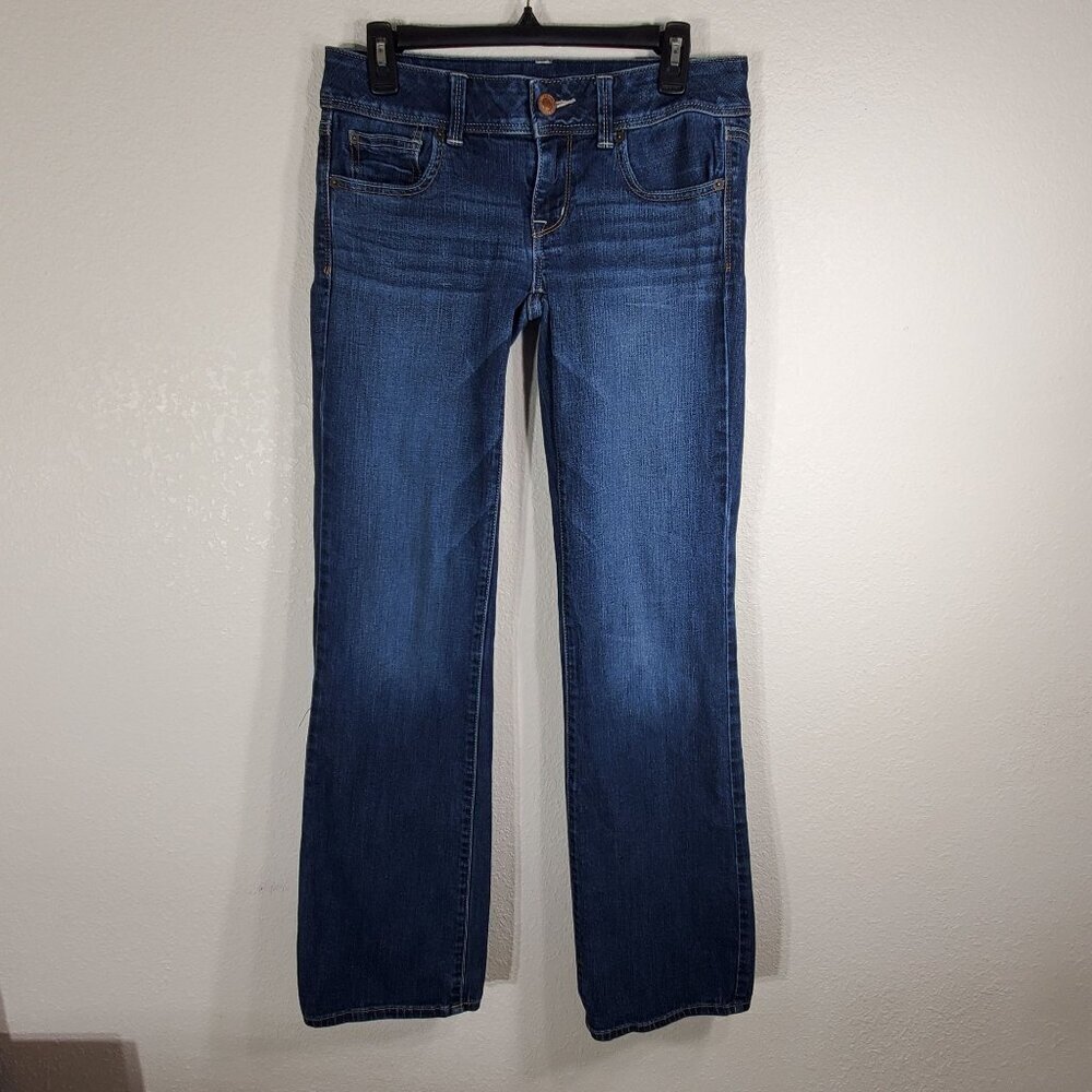 American Eagle Outfitters Womens Slim Boot Jeans Size 8 Long Stretch Blue Denim - Picture 7 of 13